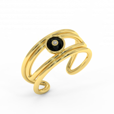 18K Gold Black & White Diamond Ring