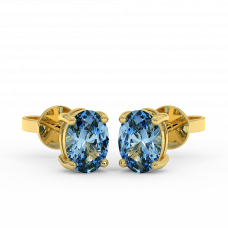 18K Gold Diamond Blue Topaz Earrings