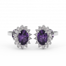 18K Gold Diamond Amethyst Earrings