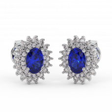 18K Gold Diamond Sapphire Earrings