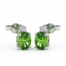 18K Gold Diamond Peridot Earrings