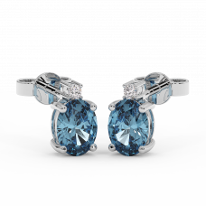 18K Gold Diamond Aquamarine Earrings