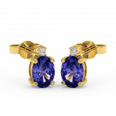 18K Gold Diamond Tanzanite Earrings