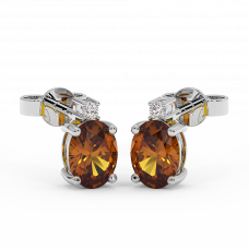 18K Gold Diamond Citrine Earrings