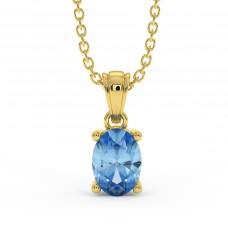 18K Gold Blue Topaz Pendant 