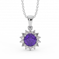 18K Gold Diamond Amethyst Pendant 