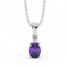 18K Gold Diamond Amethyst Pendant 