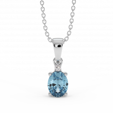 18K Gold Diamond Aquamarine Pendant 