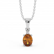 18K Gold Diamond Citrine Pendant