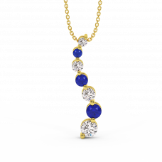 18K Gold Diamond Sapphire Pendant