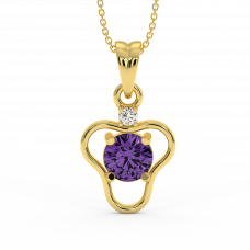 18K Gold Diamond Amethyst Pendant 