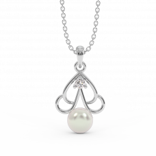 18K Gold Diamond Pearl Pendant 