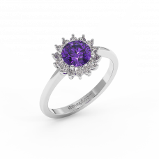 18K Gold Diamond Amethyst Ring