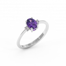 18K Gold Diamond Amethyst Ring