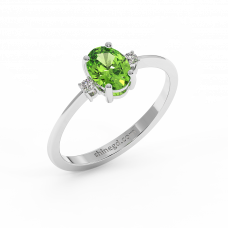 18K Gold Diamond Peridot Ring