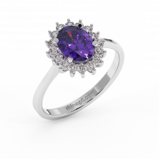 18K Gold Diamond Amethyst Ring