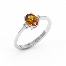 18K Gold Diamond Citrine Ring