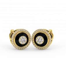 18K Gold Black & White Diamond Earrings