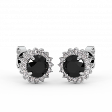 18K Gold Black & White Diamond Earrings