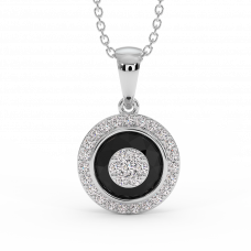 18K Gold Black & White Diamond Pendant 