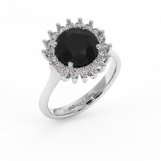 18K Gold Black & White Diamond Ring