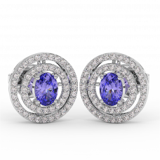 18K Gold Diamond Tanzanite Earrings