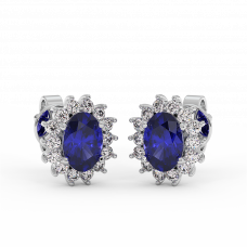 18K Gold Diamond Sapphire Earrings