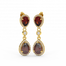 18K Gold Diamond Ruby Earrings