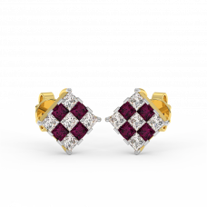 18K Gold Diamond Ruby Earrings