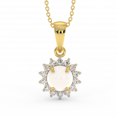 18K Gold Diamond Opal Pendant