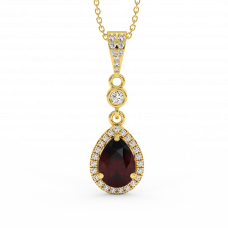 18K Gold Diamond Ruby Pendant