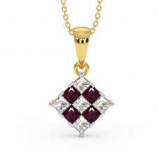 18K Gold Diamond Ruby Pendant