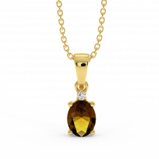 18K Gold Diamond Smokey Topaz Pendant 