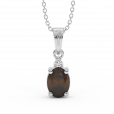 18K Gold Diamond Smokey Topaz Pendant 