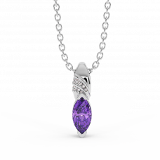 18K Gold Diamond Amethyst Pendant 