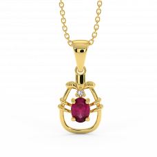 18K Gold Diamond Ruby Pendant