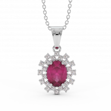 18K Gold Diamond Ruby Pendant