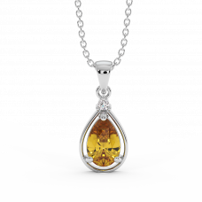 18K Gold Diamond Citrine Pendant