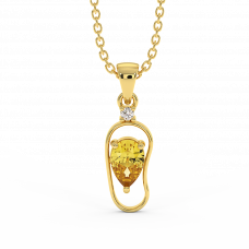 18K Gold Diamond Cetrine Pendant