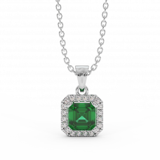 18K Gold Diamond Emerald Pendant