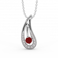 18K Gold Diamond Ruby Pendant