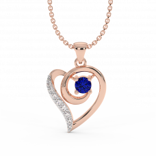 18K Gold Diamond Sapphire Pendant 