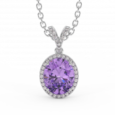 18K Gold Diamond Amethyst Pendant 