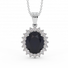 18K Gold Diamond Sapphire Pendant 