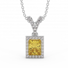 18K Gold Diamond Cetrine Pendant