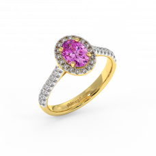 18K Gold Diamond Pink Sapphire Ring