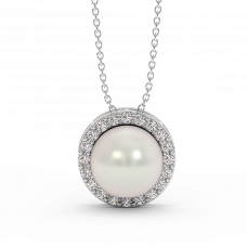 18K Gold Diamond Pearl Necklace