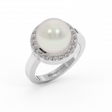 18K Gold Diamond Pearl Ring