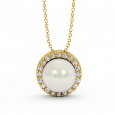 18K Gold Diamond Pearl Set