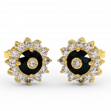 18K Gold Black & White Diamond Earrings